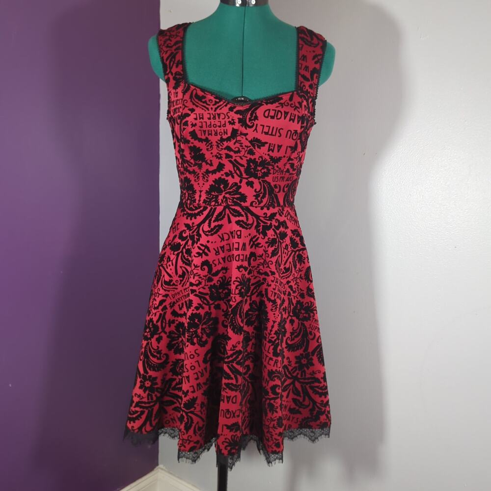 Limited American Horror Story Fit and Flare Dress SZ Small Skater Velvet Texture - Picture 2 of 7